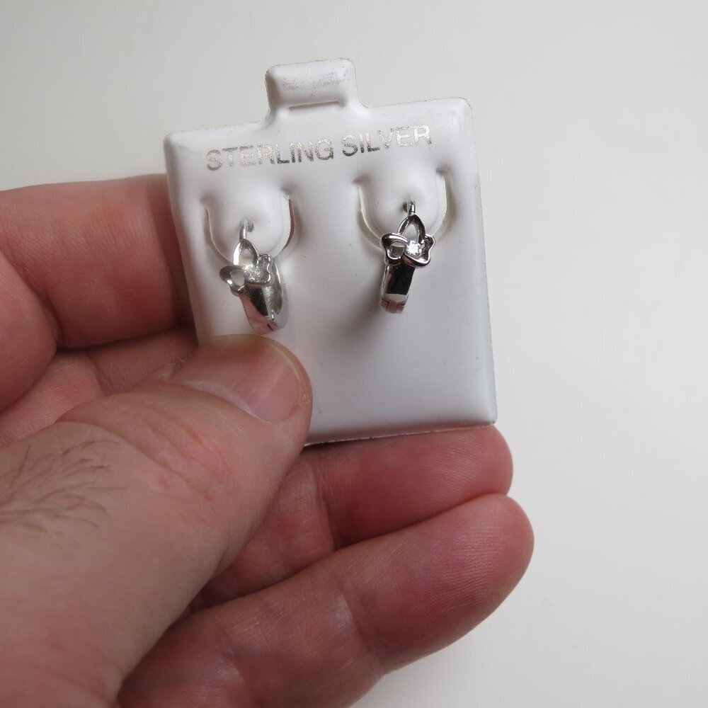 Sterling Silver Earring Hand Crafted Huggies Hoops